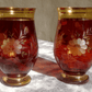 Egermann Bohemian Czech Etched Amber to Clear Glass Crystal & Gilt Vases - Tommy's Treasure