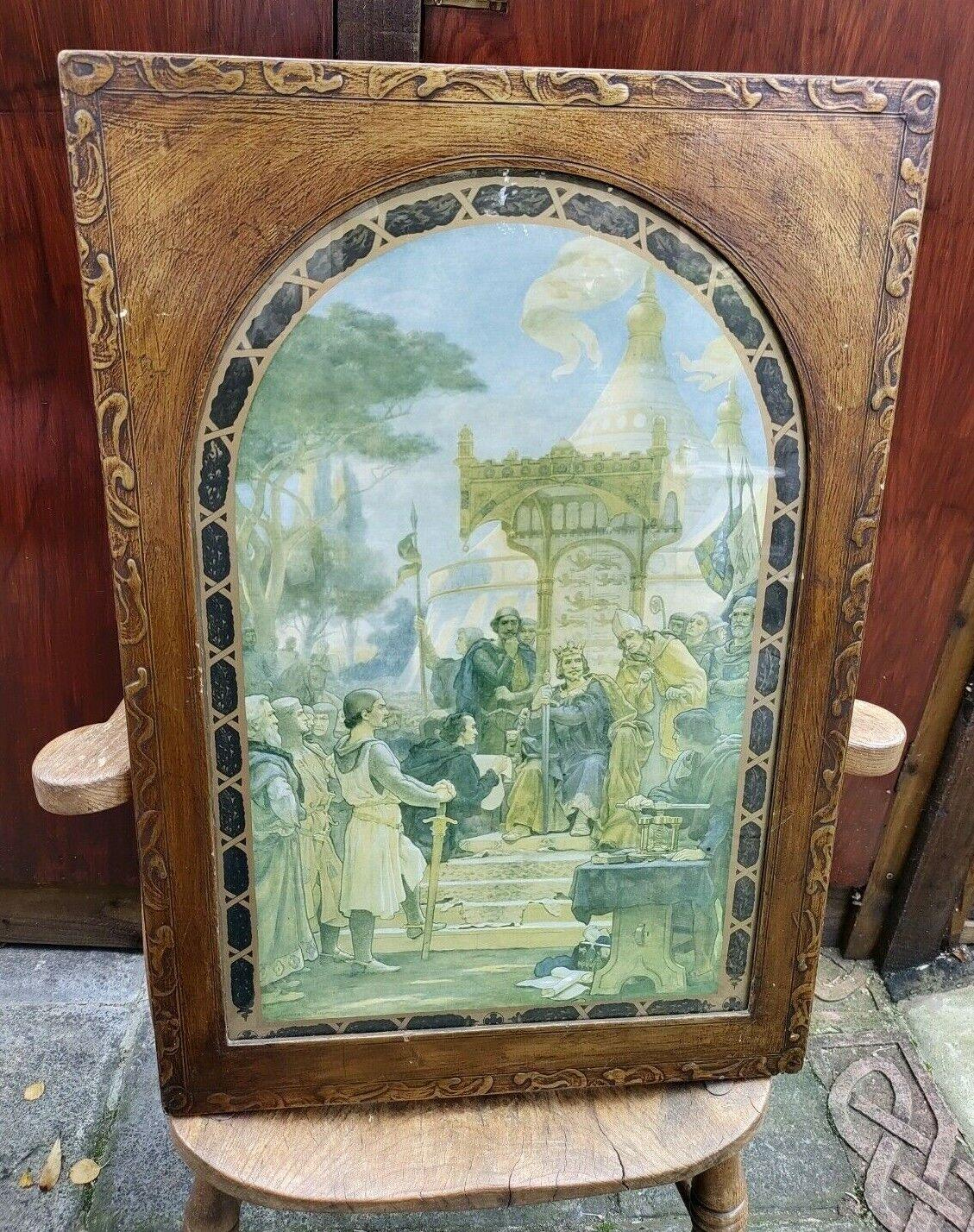 Vintage Framed Print of King John Granting the Magna Carta by Ernest Normand - Tommy's Treasure
