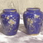 Victorian 19th Century Antique English Cobalt Blue Ceramic Pottery Enamel Gilt Vases - Tommy's Treasure
