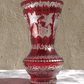 20th Century Bohemian Czech Vintage Cut Etched Ruby Red Glass Vase - 17.5 cm - Tommy's Treasure