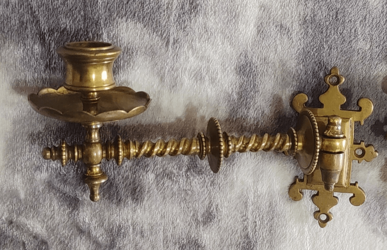 Pair of Antique Gothic Revival Brass Barley Twist Piano Candle Holder Wall Sconces - Tommy's Treasure