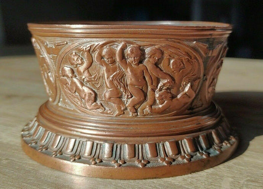 19th Century Elkington E & Co Copper Wine Coaster Classical Cherub Putti - Tommy's Treasure