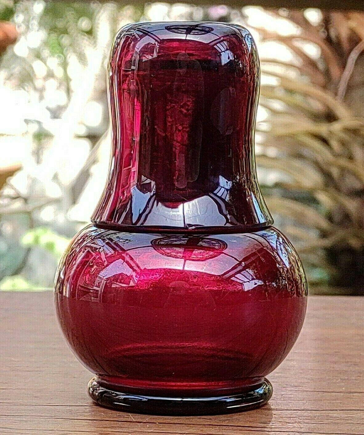 Handblown Ruby Red Glass Tumble up Bedside Night Water Decanter Carafe –  Tommy's Treasure