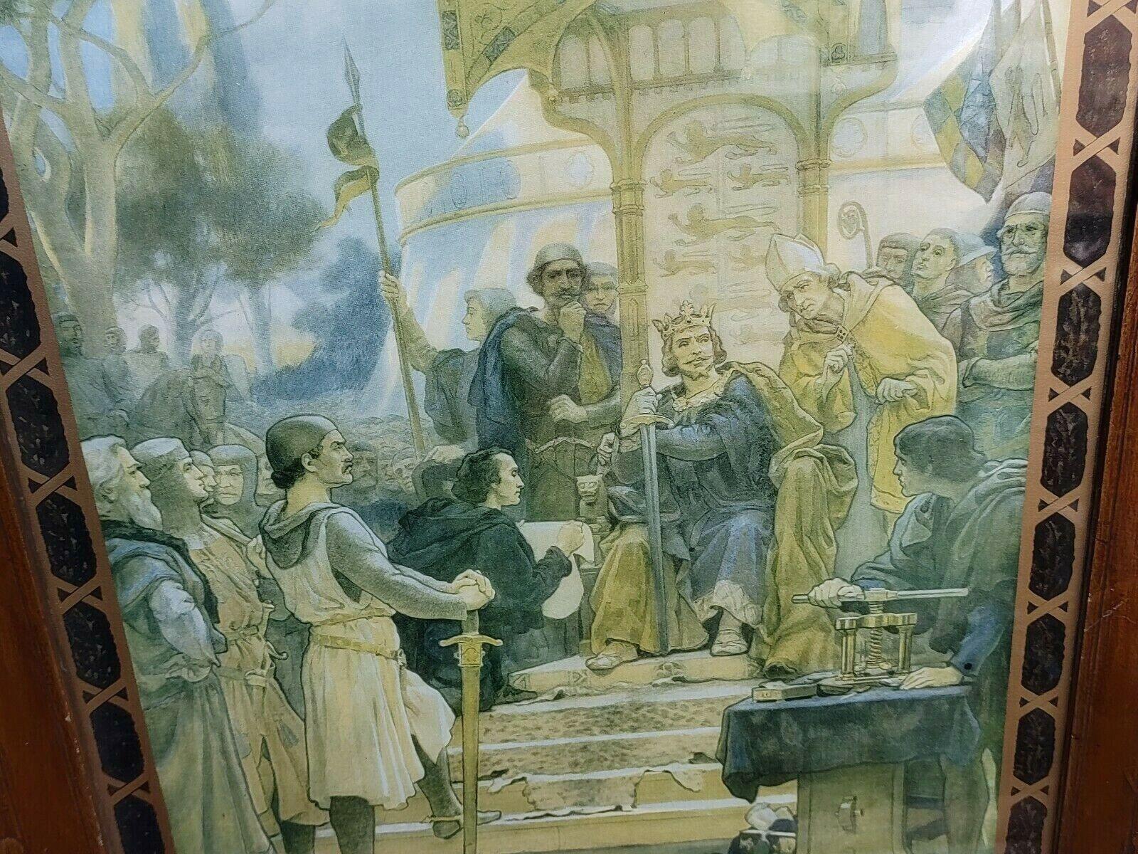 Vintage Framed Print of King John Granting the Magna Carta by Ernest Normand - Tommy's Treasure