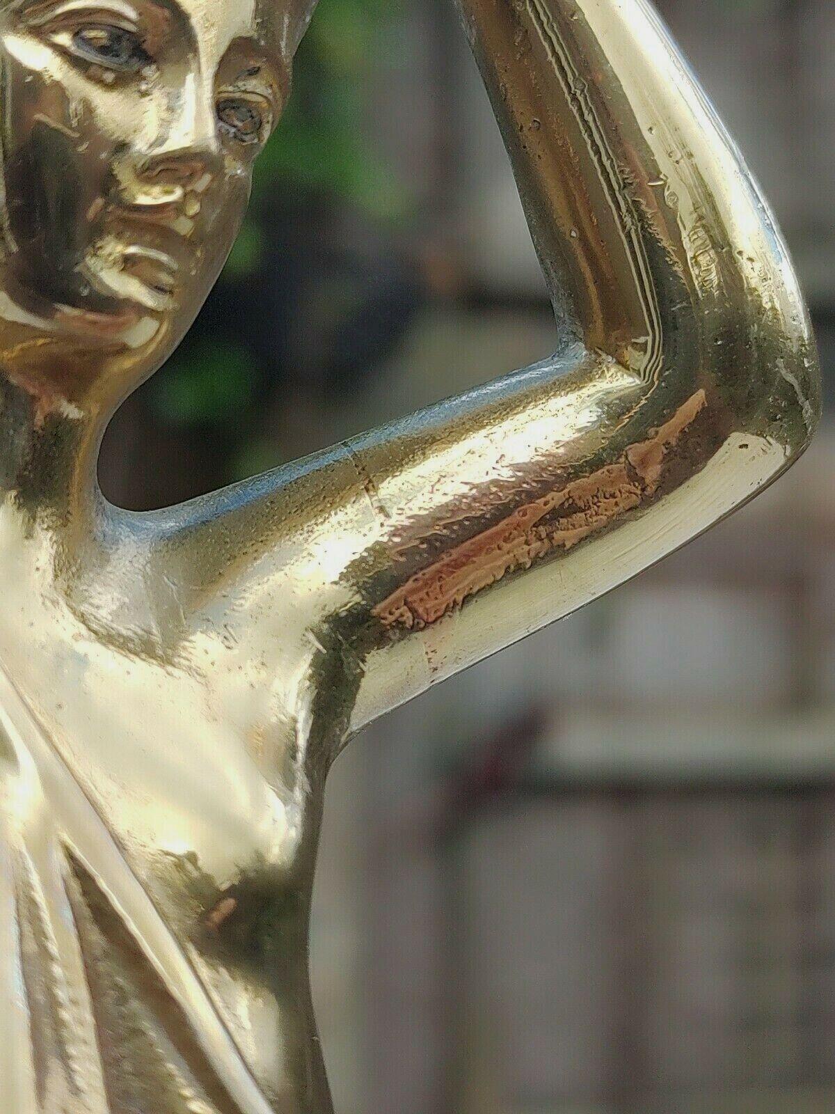 English 19th Century Victorian Antique Brass Woman Cymbalist Figurine - Lozenge Mark - Tommy's Treasure