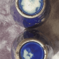 Victorian 19th Century Antique English Cobalt Blue Ceramic Pottery Enamel Gilt Vases - Tommy's Treasure