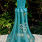 Victorian Opalescent Candy Stripe Rib Hand Enamelled Blue Glass Vase 10" - Tommy's Treasure