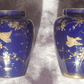 Victorian 19th Century Antique English Cobalt Blue Ceramic Pottery Enamel Gilt Vases - Tommy's Treasure