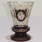 Bohemian Czech Gilt Hand Enamelled Ruby Red / Clear Glass Beaker Goblet - Tommy's Treasure