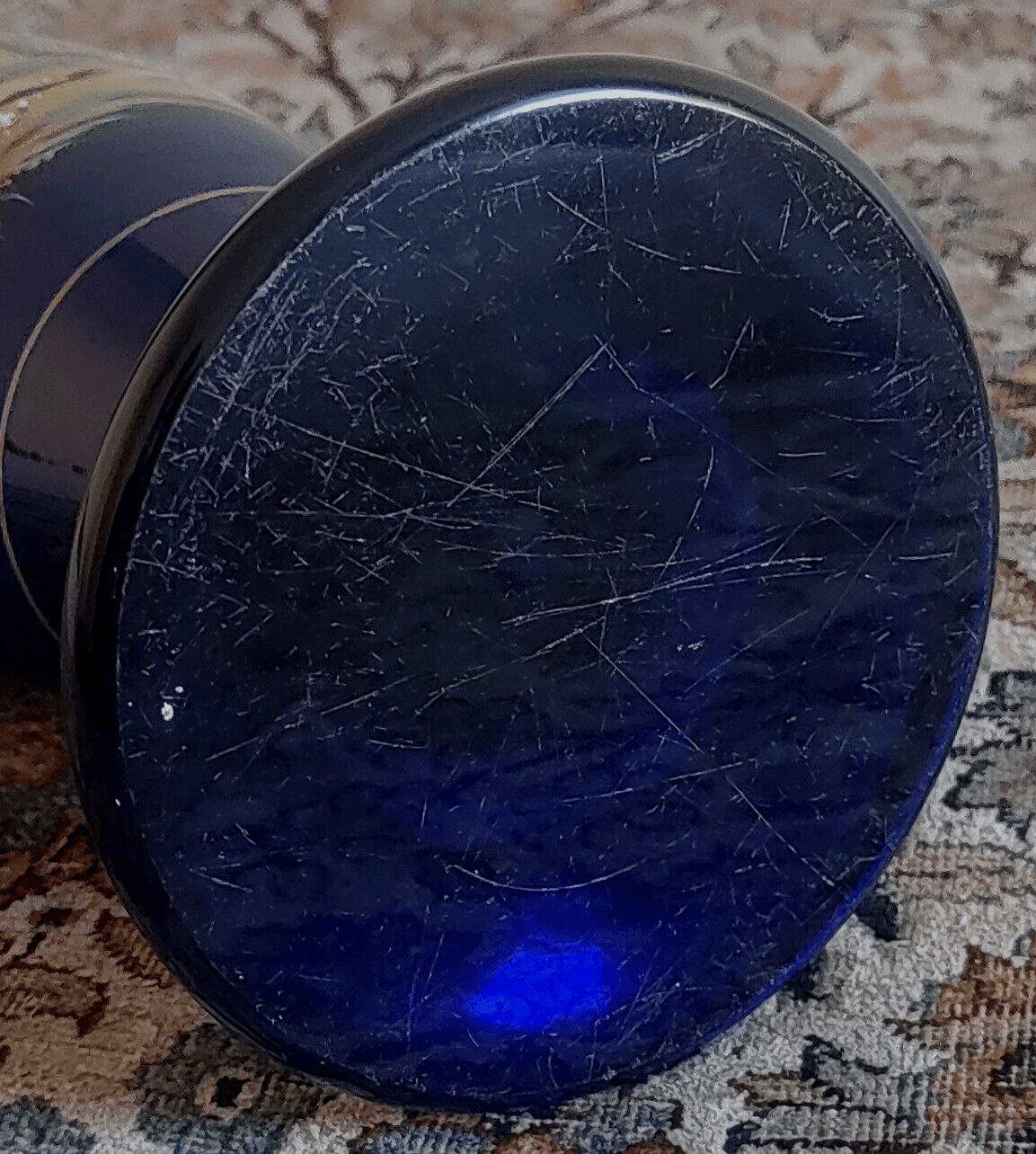 Bohemian Czech Enamelled Japanese Pagoda Gilt Cobalt Blue Glass Vase 32cm - Tommy's Treasure
