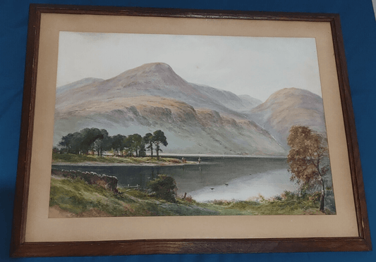 William Baker [1863-1937] Signed Antique British Watercolour Art Painting Lake - Tommy's Treasure