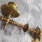 Pair of Antique Gothic Revival Brass Barley Twist Piano Candle Holder Wall Sconces
