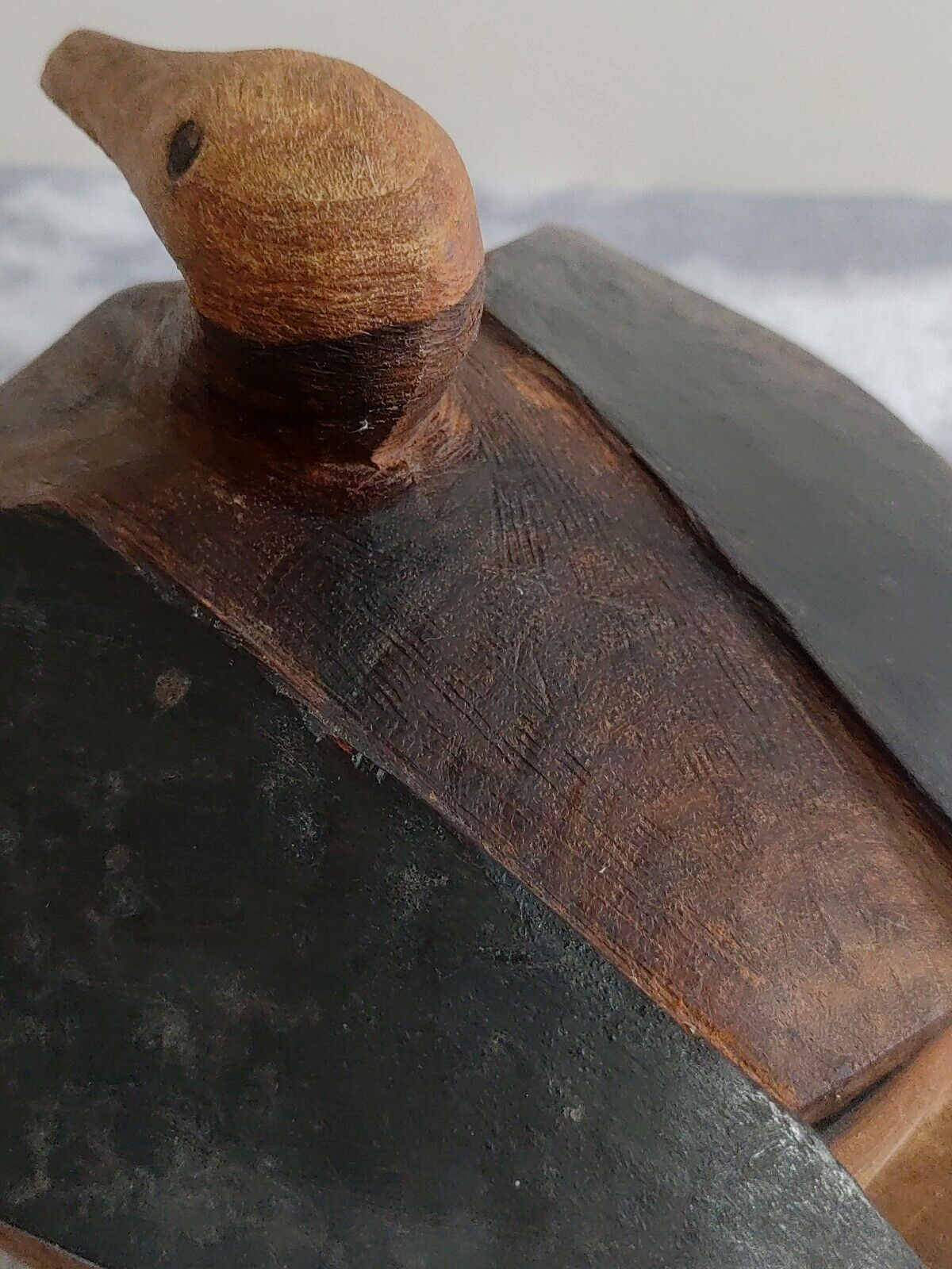 African Tribal Rotse Lozi Zambia Zoomorphic Duck Bowl Container Wood Carving