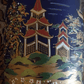 Bohemian Czech Enamelled Japanese Pagoda Gilt Cobalt Blue Glass Vase 32cm - Tommy's Treasure