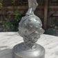 Vintage Silvered Bronze Winged Cherub with Torch on Celestial Globe Statue 17.5" - Tommy's Treasure