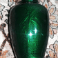 Japanese Ando Ginbari Green Cloisonne Enamel Bamboo Vase Silver-plate Rims - Tommy's Treasure