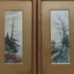 Antique Pair Signed Watercolour Forest Landscape Art Paintings Edwardian Frames - Tommy's Treasure