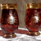 Egermann Bohemian Czech Etched Amber to Clear Glass Crystal & Gilt Vases - Tommy's Treasure