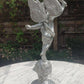 Vintage Silvered Bronze Winged Cherub with Torch on Celestial Globe Statue 17.5" - Tommy's Treasure