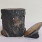 Antique Naturalistic Pottery Tree Trunk Stump Tobacco Jar Pot Black Forest Style - Tommy's Treasure