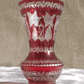 20th Century Bohemian Czech Vintage Cut Etched Ruby Red Glass Vase - 17.5 cm - Tommy's Treasure