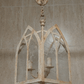 20th Century Gothic Revival Church Window Hanging Ceiling Lantern Light Pendant Glass & Metal - Tommy's Treasure