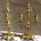 Pair of Ornate Victorian Antique Brass Candelabra Twin Candlestick Holders 36 cm