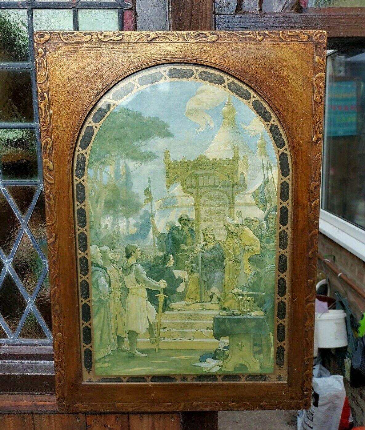 Vintage Framed Print of King John Granting the Magna Carta by Ernest Normand - Tommy's Treasure