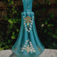 Victorian Opalescent Candy Stripe Rib Hand Enamelled Blue Glass Vase 10" - Tommy's Treasure