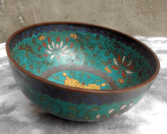 Chinese 16th / 17th Century Ming Dynasty Antique Cloisonne Enamel Bowl - 7.25" - Tommy's Treasure