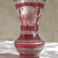 20th Century Bohemian Czech Vintage Cut Etched Ruby Red Glass Vase - 17.5 cm - Tommy's Treasure