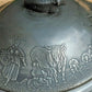 Antique Pewter Butter Dish Embossed Farm Agriculture Scene + Glass Liner - Tommy's Treasure