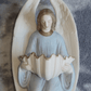 19th Century Holy Water Font Religious Irish Bisque Porcelain Angel - Tommy's Treasure