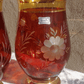 Egermann Bohemian Czech Etched Amber to Clear Glass Crystal & Gilt Vases - Tommy's Treasure
