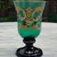 19th Bohemian Czech Hand Painted Enamel & Gilt Green Blown Glass Goblet - Tommy's Treasure