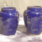 Victorian 19th Century Antique English Cobalt Blue Ceramic Pottery Enamel Gilt Vases - Tommy's Treasure
