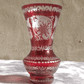 20th Century Bohemian Czech Vintage Cut Etched Ruby Red Glass Vase - 17.5 cm - Tommy's Treasure