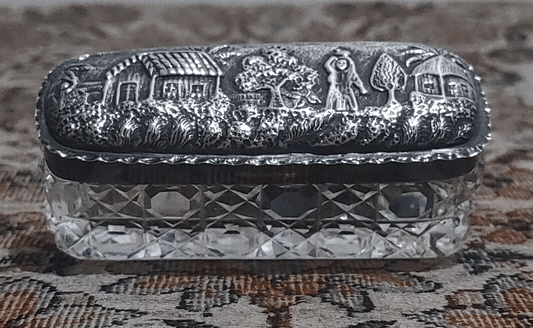 Edwardian Hallmarked Silver Lidded Cut Glass Trinket/Vanity Box - 1911 Birmingham - Tommy's Treasure