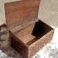 English Antique Carved Strapwork Mahogany Desk Bible Candle Box - Tommy's Treasure