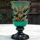 19th Bohemian Czech Hand Painted Enamel & Gilt Green Blown Glass Goblet - Tommy's Treasure