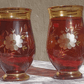 Egermann Bohemian Czech Etched Amber to Clear Glass Crystal & Gilt Vases - Tommy's Treasure