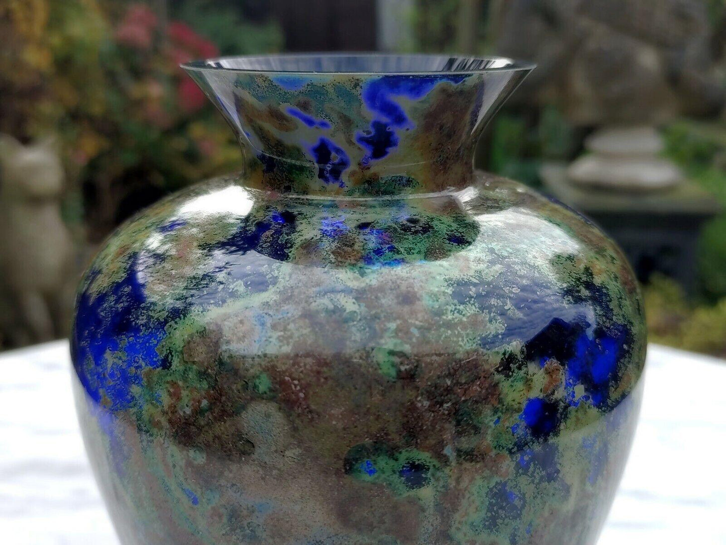 c.1905 Cobalt Blue Bohemian Polish Knizek Boudnik Pandora Glass Vase - Tommy's Treasure