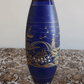 Bohemian Czech Enamelled Japanese Pagoda Gilt Cobalt Blue Glass Vase 32cm - Tommy's Treasure