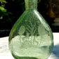 19th Century Bavarian Bohemian Hand Blown Etched Stag Deer Antique Glass Flask Vase - Tommy's Treasure