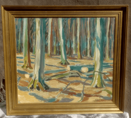 20th Century Mogens Andersen Impressionistic Danish Forest Woodland Oil Painting - Tommy's Treasure