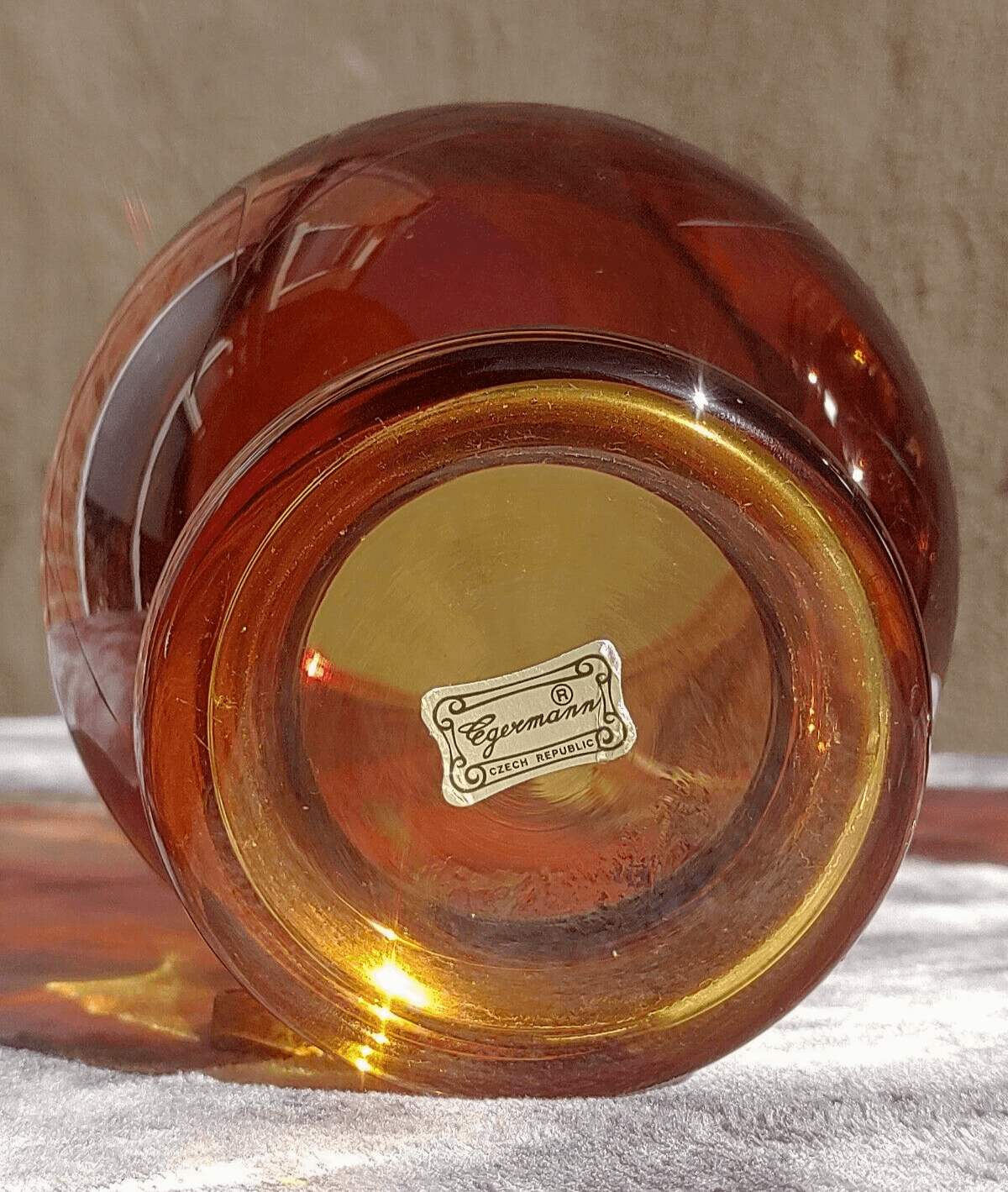 Egermann Bohemian Czech Etched Amber to Clear Glass Crystal & Gilt Vases - Tommy's Treasure