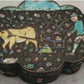 Antique Chinese Export Cloisonne Enamel Silvered Copper Opium Box Ox & Symbols - Tommy's Treasure